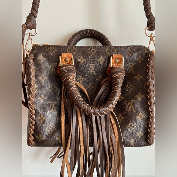 LOUIS VUITTON Speedy 25 Purse LV Monogram Graffiti Boho Pearl Fringe Bag HOST PK - Picture 2 of 16